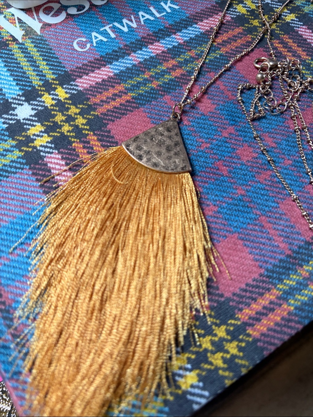 Gold Fringe Pendant Necklace - Women Jewelry